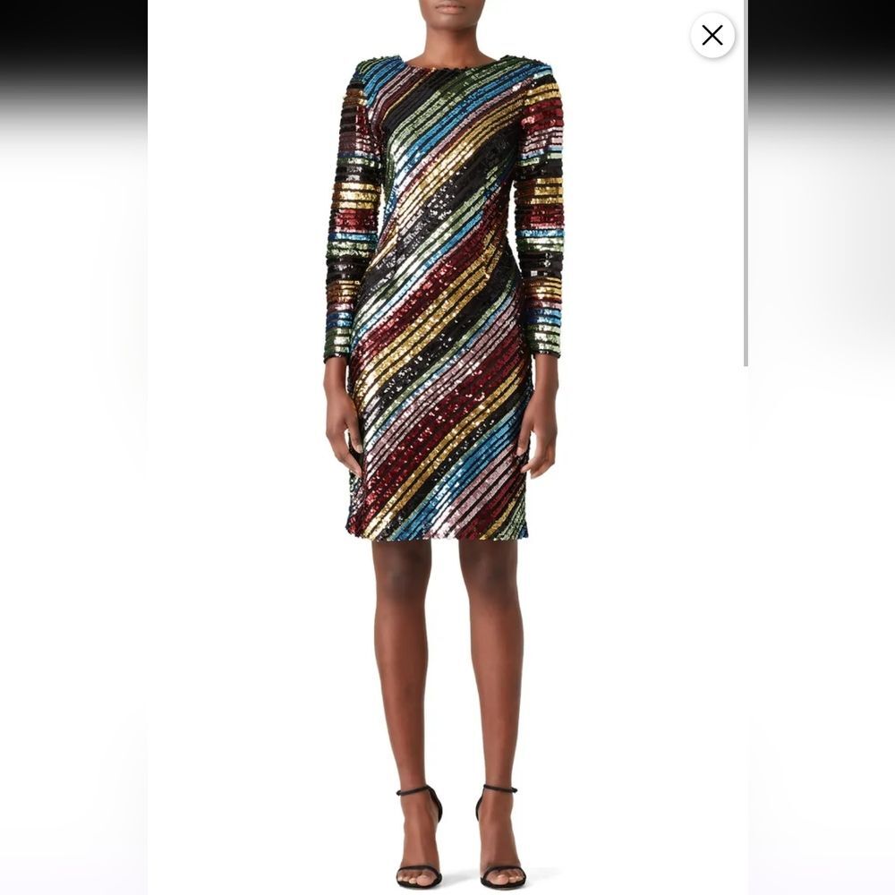 Acoolique Rainbow Sequin Mini Dress Size 38 Party Festival Cocktail